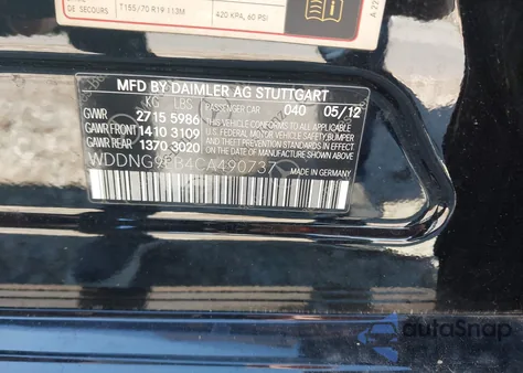 2012 Mercedes-Benz S 550 4Matic from USA, damaged, VIN WDDNG9EB4CA490737
